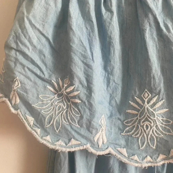 Jessica Simpson Chambray Embroidered Sleeveless Jumpsuit - Picture 2 of 9